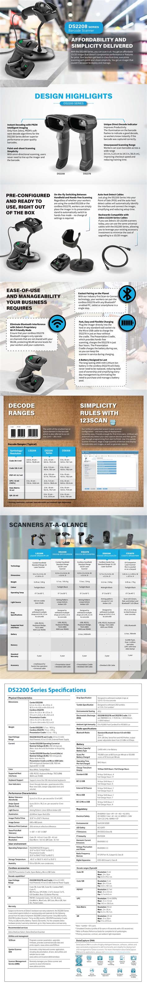 Image result for Wireless Scanner 2D Scan Zebra Ds2208