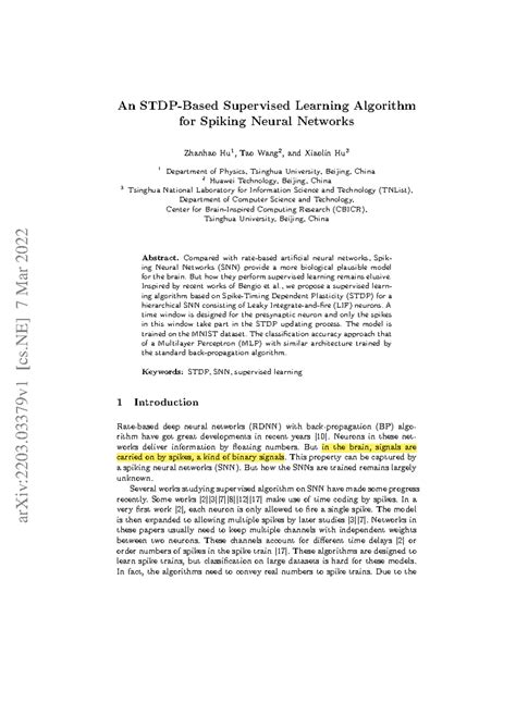 STDP with SNN - An STDP-Based Supervised Learning Algorithm for Spiking ...