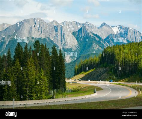 The Trans Canada Highway 1 in Banff National Park Alberta Canada Stock Photo - Alamy