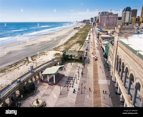 ATLANTIC CITY, USA - SEPTEMBER 20, 2017: Atlantic city boardwalk aerial ...