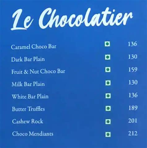 Menu at The French Loaf, Kolkata, 180 Survey Park Road