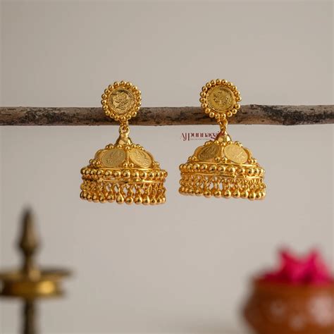 Traditional Gold look Lakshmi Coin Jhumka – AJ Punnagai