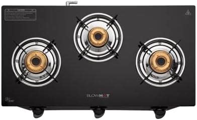 MILTON Premium 3 Burner Black Manual Ignition LPG Glass Top Gas Stove ...