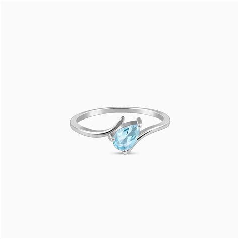Silver Blue topaz Twilight Drop Ring | GIVA – GIVA