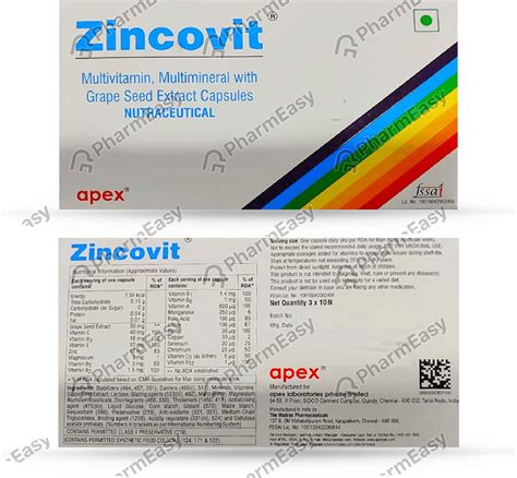 Buy ZINCOVIT STRIP OF 10 CAPSULES Online & Get Upto 60% OFF at PharmEasy