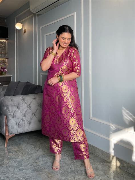 Inaya banarasi silk 2 pc set in Dark Purple – Ethnic Threads