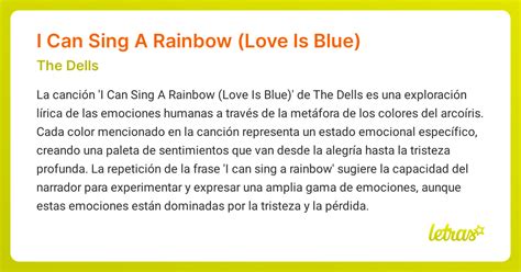 Significado de la canción I Can Sing A Rainbow (Love Is Blue) (The ...