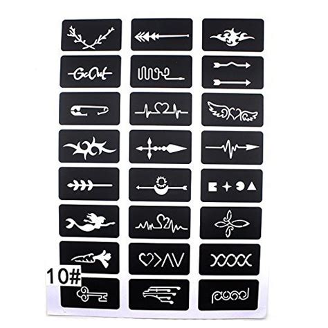 Xmasir 6 Sheet Small Reusable Tattoo Stencils Temporary Tattoo ...
