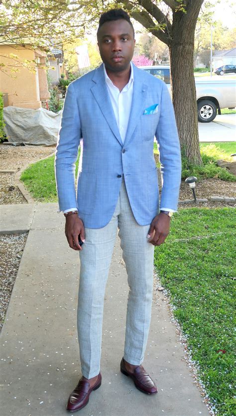 Blue Linen Blazer- Belvest | Dress suits for men, Mens fashion suits ...