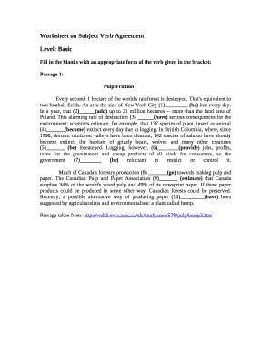 Worksheet on Subject Verb Agreement - courseware nus edu Doc Template ...