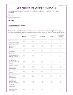 Fillable Online Self-Assessment Checklist TEMPLATE Fax Email Print ...