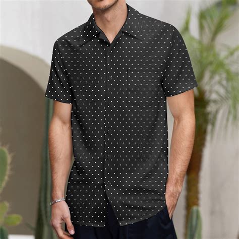 Dyfzdhu Shirts for Men Short Sleeved Dress Shirt Regular Fit Polka Dot ...