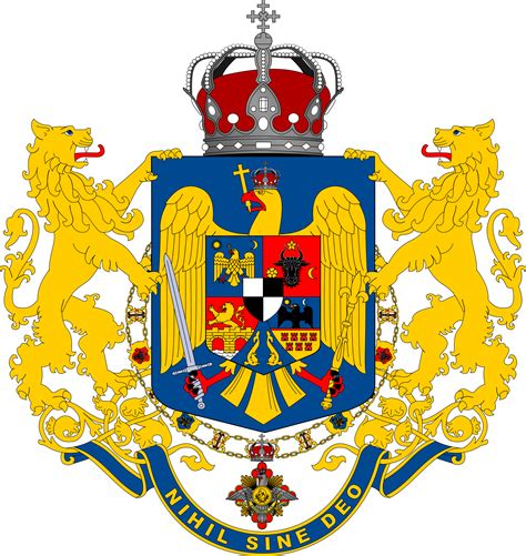 Kingdom Of Romania Coat of Arms with Lions