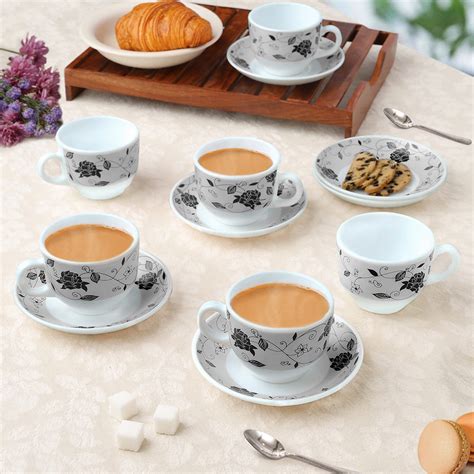 Buy Rosa Black Cup & Saucer Set 220 ml x 6 at Best Price Online in ...