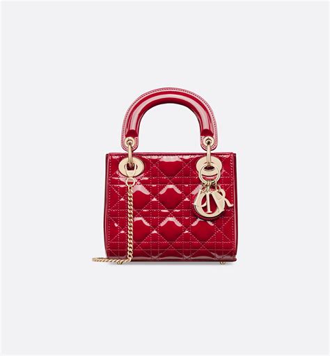 Mini Lady Dior Bag Cherry Red Patent Cannage Calfskin | DIOR