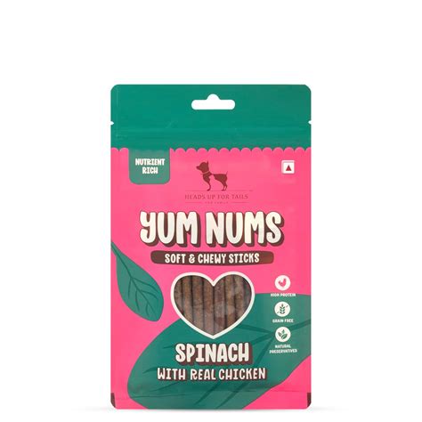 Buy Heads Up For Tails Yum Nums Soft & Chewy Sticks - Spinach with Real ...