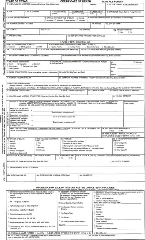 Free Printable Death Certificate Templates [Word, PDF] Forms