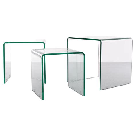 Pace Collection Waterfall Bent Glass Nesting Tables by Fiam Trio at 1stDibs
