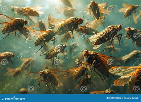 Cicadas Invasion, a Huge Number of Cicadas in City, Clouds of Insects ...