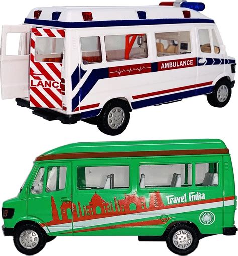 SARASI Ambulance & Travel India Combo, Pull Back Action Toys [Pack of ...
