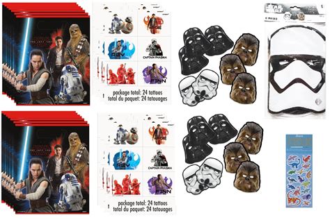 Unique Star Wars Party Supplies Bundle includes 16 Loot Bags, 16 Masks ...
