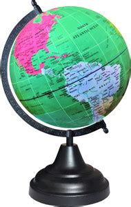 Savy 8 Inch Globe Black Metallic Arc Base Colored Map Green Glossy ...