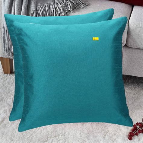 Buy Fab Nation Set of 2 Cushion Cover - Dupion Silk Plain Decorative ...