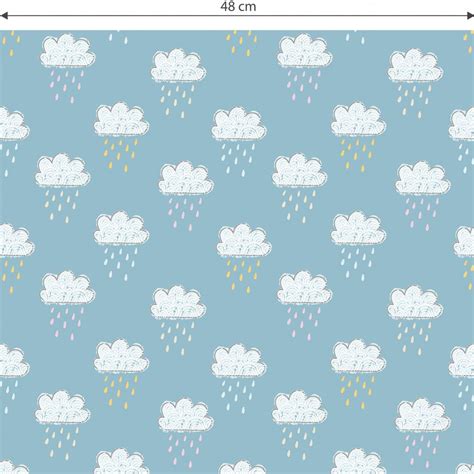 Patterned Wallpaper Friendly Rain | wall-art.com