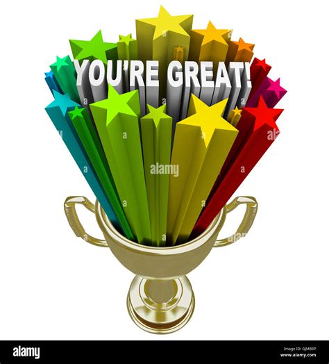 You're Great - Words of Praise in Winner Trophy Stock Photo - Alamy