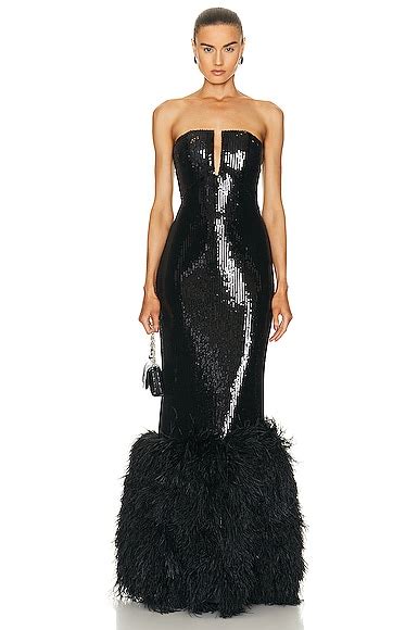 Alexandre Vauthier Strapless Sequin Gown in Black | FWRD