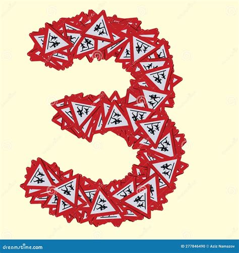 Cyrillic Fonts With Pedestrian Danger Sign. Red Triangle Safety Traffic Sign Stock Photography ...