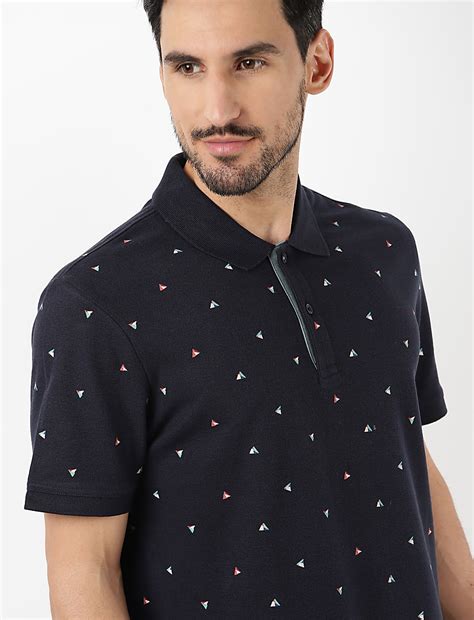 Pure Cotton Printed Polo Neck T-Shirt