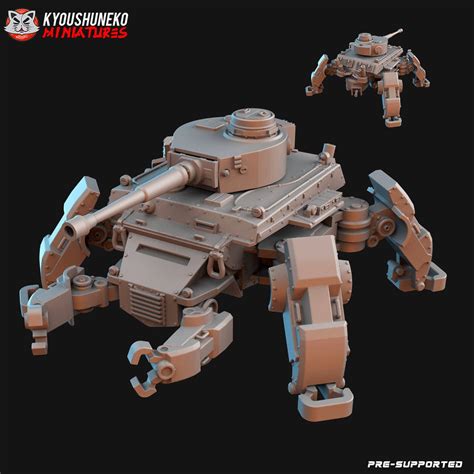 Buy Dieselpunk WW2 German Tiger Tank Mech | Resin 3D Printed Miniature ...