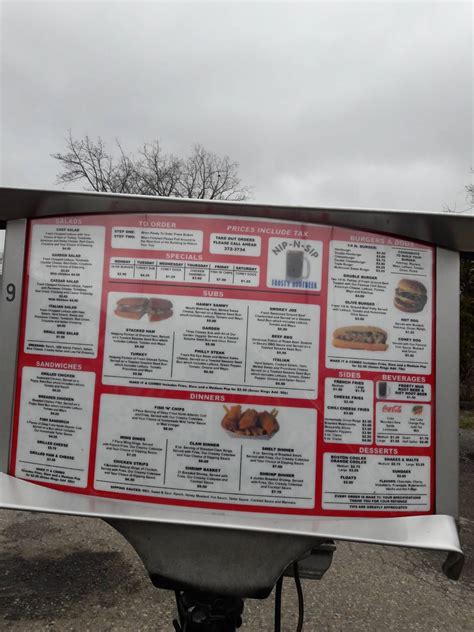Menu at Nip N Sip Drive In restaurant, Lansing, N East St