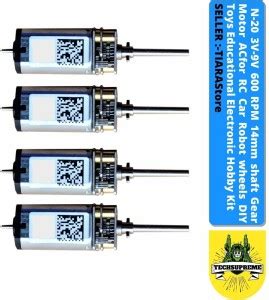 TechSupreme N20 3V-9V 600 RPM 14mm shaft Gear Motor Miniature 4 RC Car ...