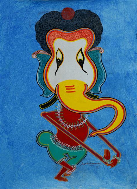 DANCING GANESHA - FOLK ART by Jagadish Ambalgi | Acrylic painting - In ...