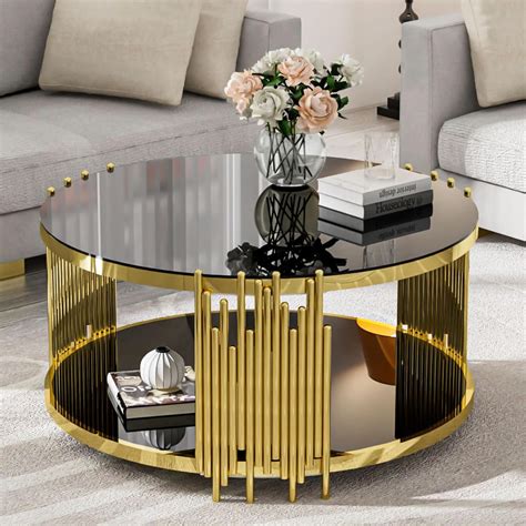 Elevate Your Living Room with Black and Gold Round Coffee Tables: Style ...