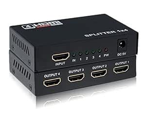 EASYTECH Mini HD 1080P 4 Way HDMI Splitter 1080p 3D Video Audio ...