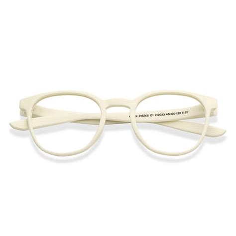 Buy Kids Glasses: Beige Creamy White Full Rim Round Kids 8-12 yrs ...