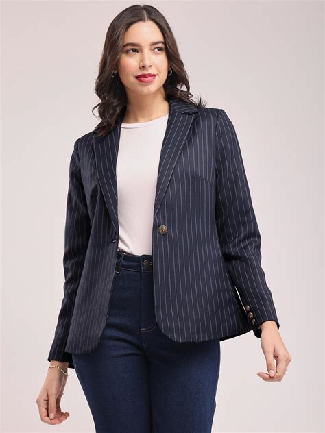 Buy Navy Blue Single Breasted Blazer Online | FableStreet