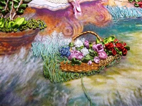 Вышивка лентами картины. Розовый рай. Часть 6. Мастер-класс с ...