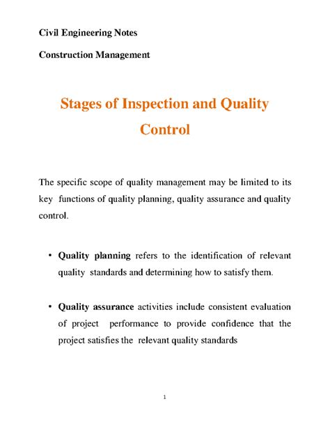 Stages of Inspection and Quality Control - Civil Engineering Notes ...