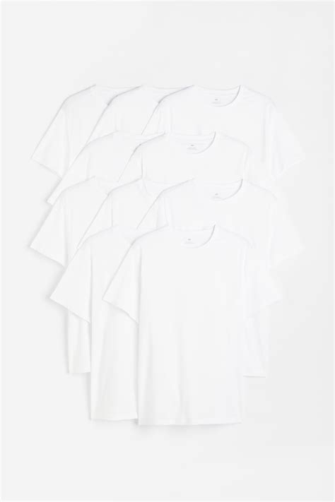 10-pack Regular Fit Round-neck T-shirts - White - Men | H&M IN