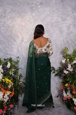 Morni Green Organza Silk Saree – The Haelli