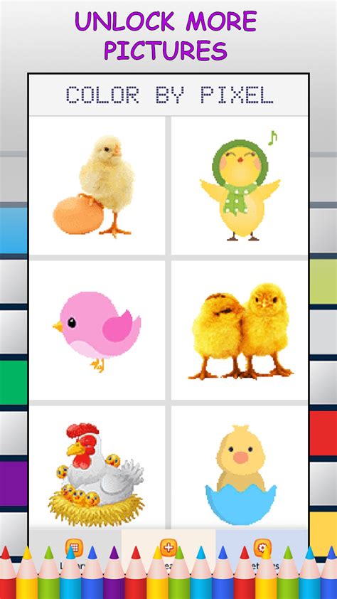 Cute Baby Chickens Color by Number - Free Pixel Art Game - Coloring ...