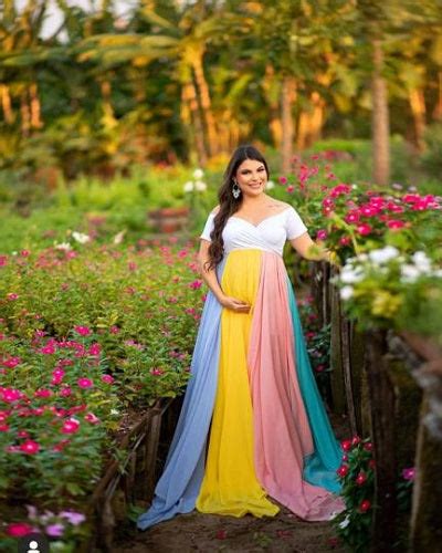 G2053, White Multi Colour Maternity Shoot Trail Gown, Size (All)pp ...