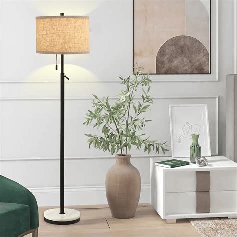 NATYSWAN Marble Modern Floor Lamp, Adjustable Height Tall Lamp with ...