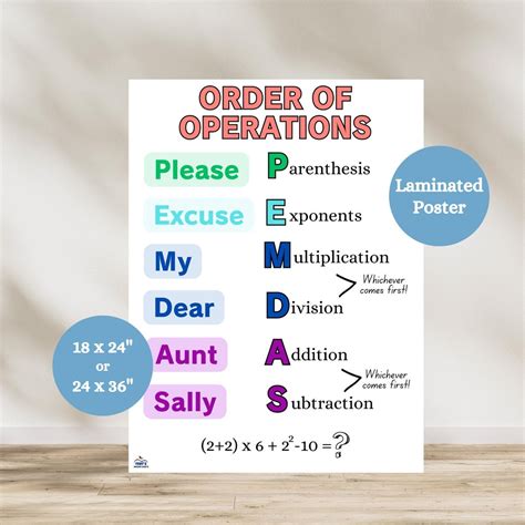 Order of Operations Anchor Chart, PEMDAS Acronym Anchor Chart, Please ...