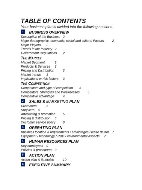 Business Plan Model Sample 的图像结果