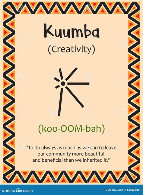 A Card with One of the Kwanzaa Principles. Symbol Kuumba Means ...